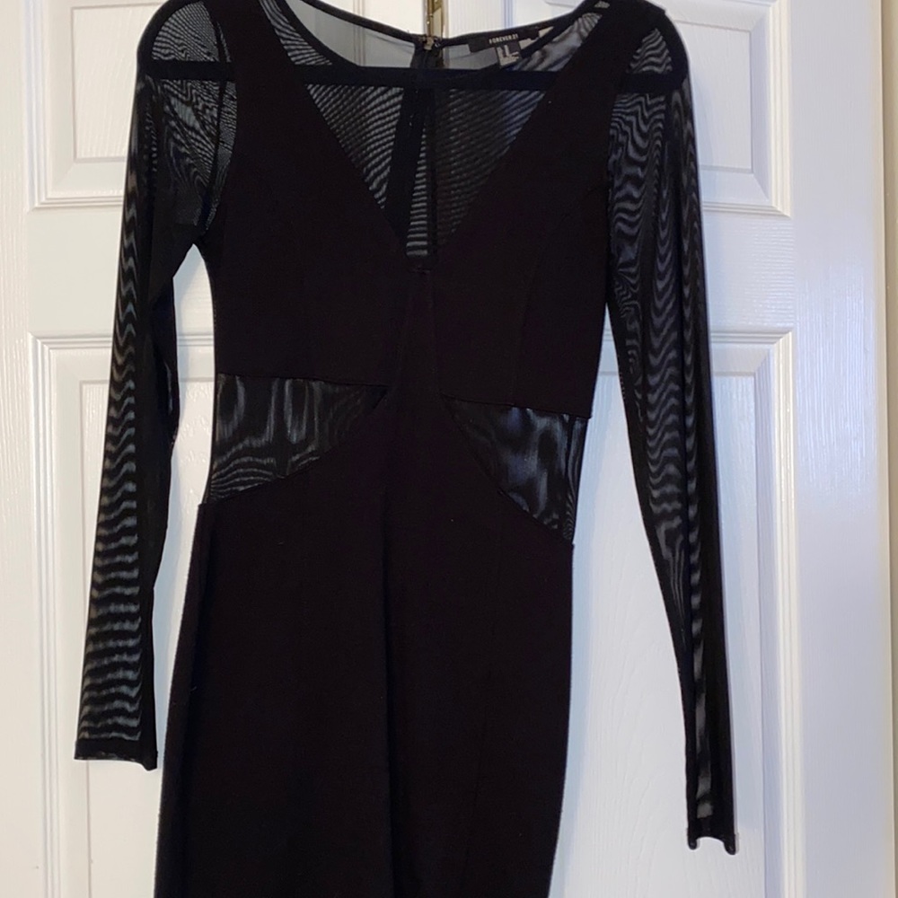 Forever 21 Mesh Black Long Sleeve Bodycon